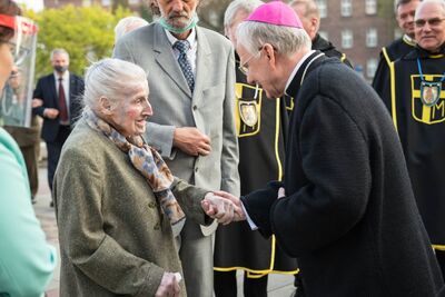 Uroczystość upamiętniająca martyrologię Polaków, więźniów niemieckich obozów koncentracyjnych Ravensbrück, Sachsenhausen i Dachau – Kraków, 30 kwietnia 2020. (fot. Agnieszka Masłowska IPN)