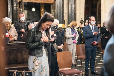 Uroczystość upamiętniająca martyrologię Polaków, więźniów niemieckich obozów koncentracyjnych Ravensbrück, Sachsenhausen i Dachau – Kraków, 30 kwietnia 2020. (fot. Agnieszka Masłowska IPN)