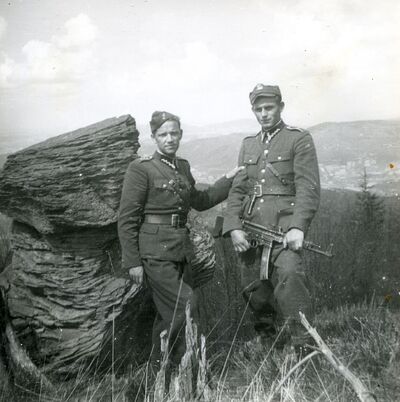 Ks. Władysław Gurgacz i Stanisław Szajna latem 1949 r. Fot. Tadeusz Ryba, zbiory IPN