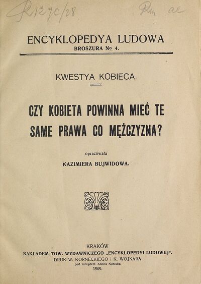 Broszura dotycząca równouprawnienia kobiet, 1909 r.