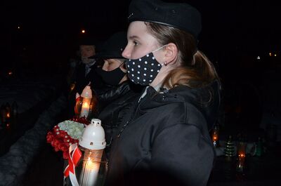 22.02.2021, Ostrowsko, Waksmund. Uroczystości w 74. rocznicę śmierci mjr. Józefa Kurasia „Ognia”. Fot. Janusz Ślęzak (IPN)