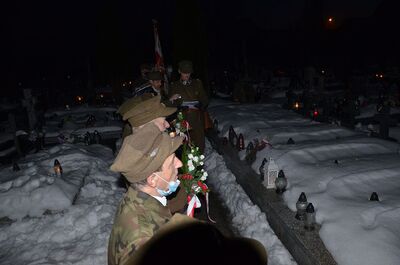 22.02.2021, Ostrowsko, Waksmund. Uroczystości w 74. rocznicę śmierci mjr. Józefa Kurasia „Ognia”. Fot. Janusz Ślęzak (IPN)