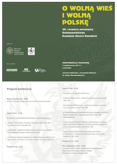 „O wolną wieś i wolną Polskę”. 35. rocznica powstania Ogólnopolskiego Komitetu Oporu Rolników