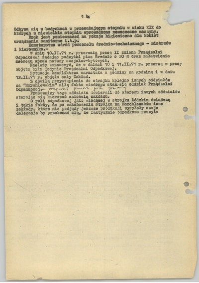 Ankieta dotycząca strajku w Zakładach Przemysłu Bawełnianego im.  „J. Marchlewskiego”, b.d. (sygn. AIPN Ld pf 10/749 t. 2, k. 202 A)