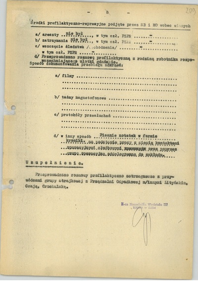 Ankieta dotycząca strajku w Zakładach Przemysłu Bawełnianego im.  „J. Marchlewskiego”, b.d. (sygn. AIPN Ld pf 10/749 t. 2, k. 209)