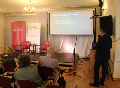 Prezentacja komiksu na temat losów Polaków z zaboru pruskiego w czasie I wojny światowej – dr Tomasz Łabuszewski. Fot. M. Sankiewicz