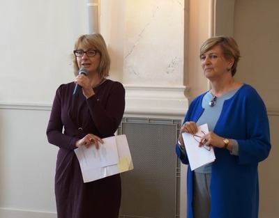 Rozpoczęcie drugiego dnia Forum: dr Agnieszka Łuczak (OBEN IPN Poznań) i Wanda Niegolewska (Polskie Towarzystwo Ziemiańskie). Fot. W. Sobócki