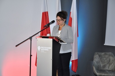 Otwarcie Przystanku Historia IPN w Poznaniu. Przemawia Aneta Niestrawska Wicewojewoda Wielkopolski