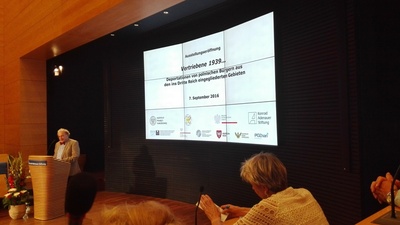 Otwarcie wystawy „Vertriebene 1939... &amp;amp;quot; w siedzibie Fundacji Konrada Adenauera w Berlinie, 7 września 2016 roku. Okolicznościowe wystąpienie prof. dr. Hansa Henninga Hahna z Uniwersytetu w Oldenburgu