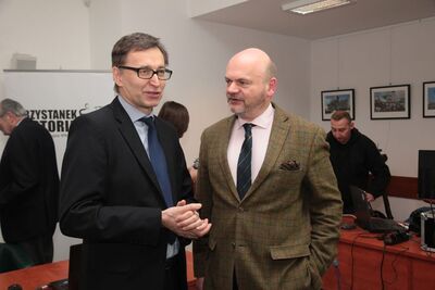 Dr Jarosław Szarek, Prezes Instytutu Pamięci Narodowej oraz Marcin Schirmer, Prezes Polskiego Towarzystwa Ziemiańskiego