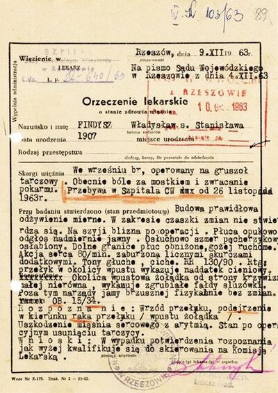 Orzeczenie lekarskie o stanie zdrowia więźnia IPN-Rz-34/39, k. 89