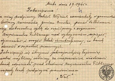 Zobowiązanie do współpracy agenta ps. „Wat” (później „Tor”)