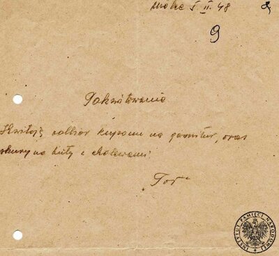 Pokwitowania za wykonanie zadania, podpisane przez agenta „Tor”