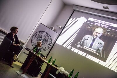 Panel dyskusyjny „Wokół lustracji w Polsce” – Warszawa, 12 kwietnia 2018. Fot. Sławek Kasper (IPN)