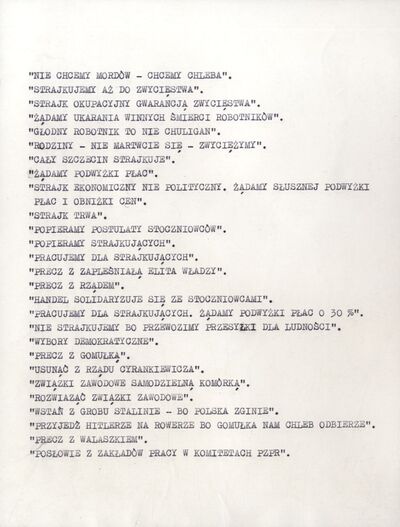Hasła rozpowszechniane na terenie Szczecina w okresie Wydarzeń Grudniowych 1970 r. (IPN Sz 0012/323 t. 1)