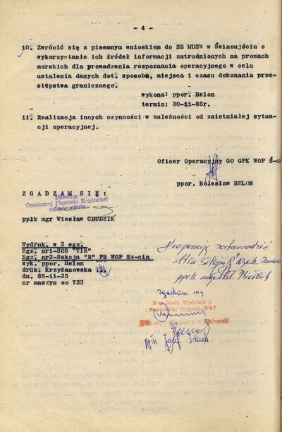 Plan przedsięwzięć operacyjnych do Sprawy Operacyjnego Sprawdzenia kryptonim „TIR”. (IPN Sz 0068/498, k. 14v)