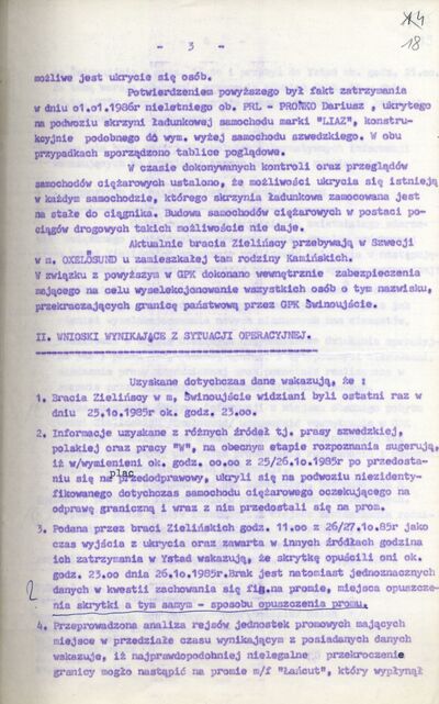 Analiza materiałów w Sprawie Operacyjnego Sprawdzenia kryptonim „TIR”. (IPN Sz 0068/498, k. 18)