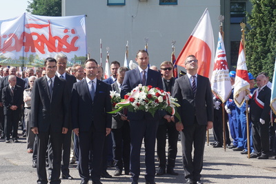 Delegacja IPN: dr Sebastian Ligarski, Krzysztof Męciński, dr Paweł Skubisz, dr Marcin Stefaniak