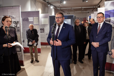 Wernisaż wystawy „We want to be free, we will be free!”. Edgars Bondars, ambasador Łotwy w Polsce – Warszawa, 9 stycznia 2019. Fot. Marcin Jurkiewicz