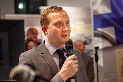 Wernisaż wystawy „We want to be free, we will be free!”. Jukka Halkilahti pierwszy sekretarz  Ambasady Finlandii w Polsce – Warszawa, 9 stycznia 2019. Fot. Marcin Jurkiewicz