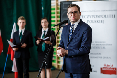 Uroczyste odsłonięcie tablicy upamiętniającej członków młodzieżowej organizacji antykomunistycznej – Warszawa, 1 marca 2019. Fot. Sławek Kasper (IPN)