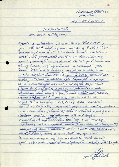 Notatka z Archiwum IPN na temat powołania Komisji Rządowej na nocnym spotkaniu
w KC oraz info o pierwszym posiedzeniu tejże Komisji