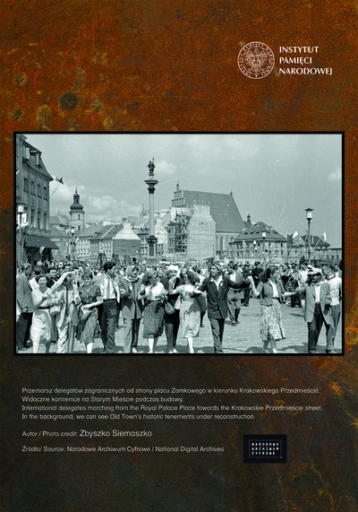 Plansza z wystawy poświęconej V Światowemu Festiwalowi Młodzieży i Studentów w 1955 r.