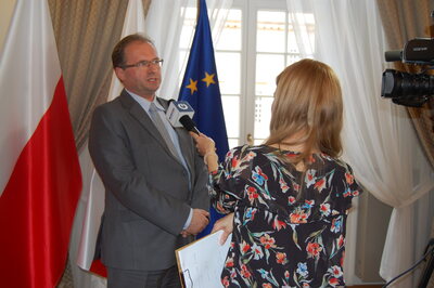 Wojciech Trębacz (BUWiM) podczas wywiadu